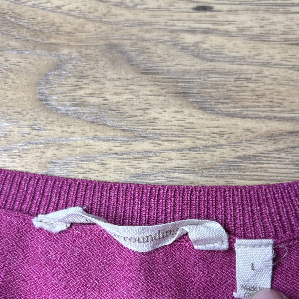 Soft Surroundings Raspberry V-Neck Sweater - Picture 2 of 6